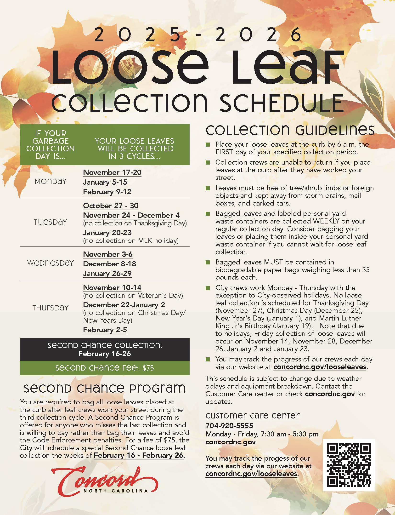 2025-2026 City of Concord NC Loose Leaf Calendar 2025-2026 City of Concord NC Loose Leaf Calendar